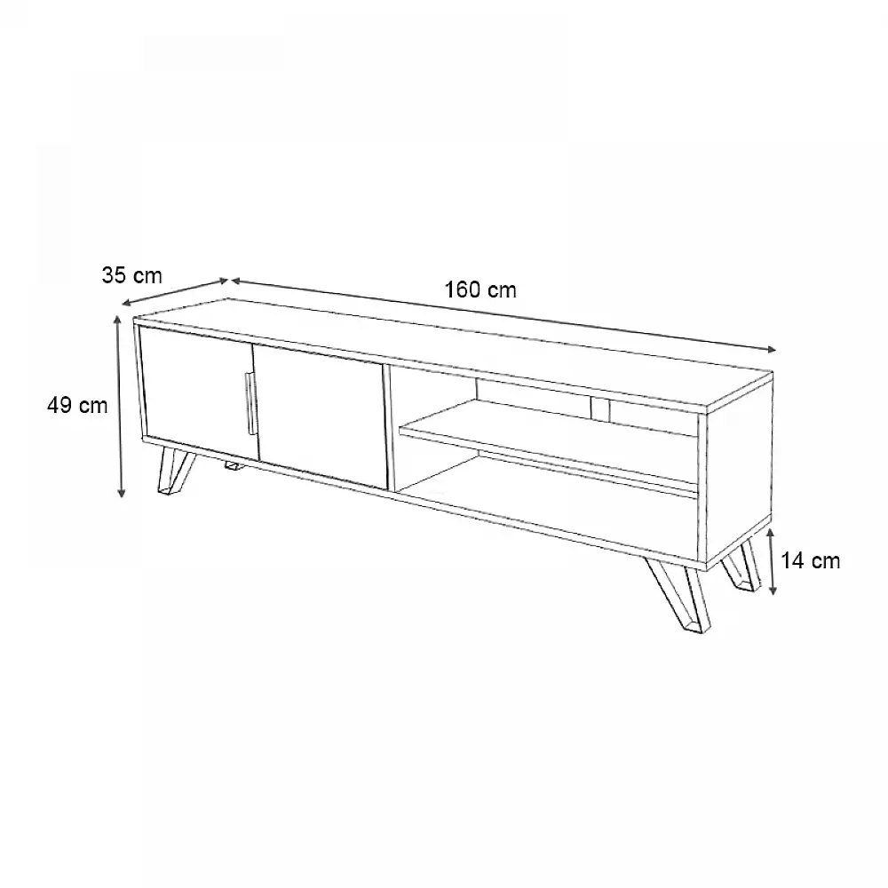 Έπιπλο τηλεόρασης Foot Megapap χρώμα καρυδί 160x35x49εκ. | GP028-0033,4