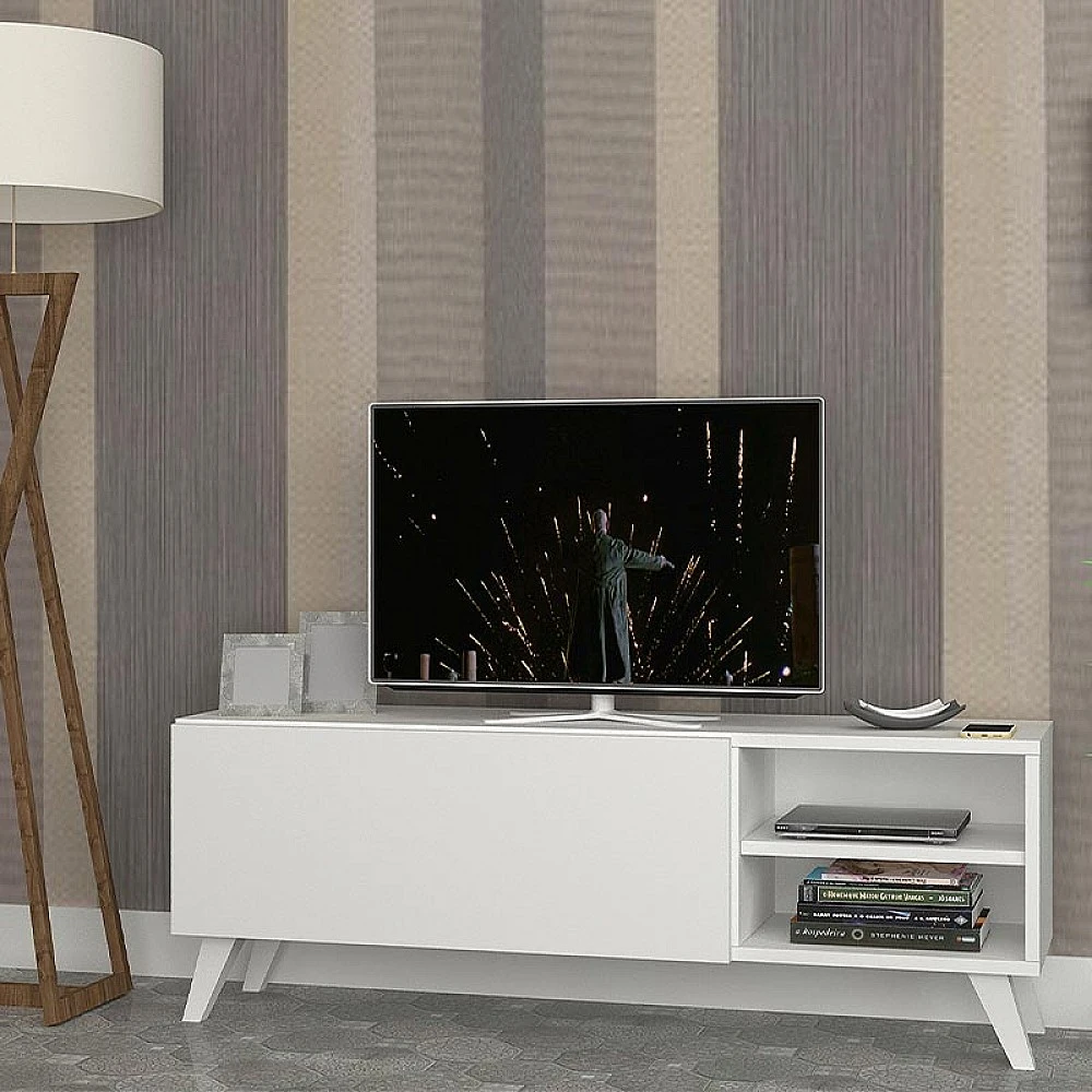 Έπιπλο τηλεόρασης Space Megapap χρώμα λευκό 120x35x42εκ.