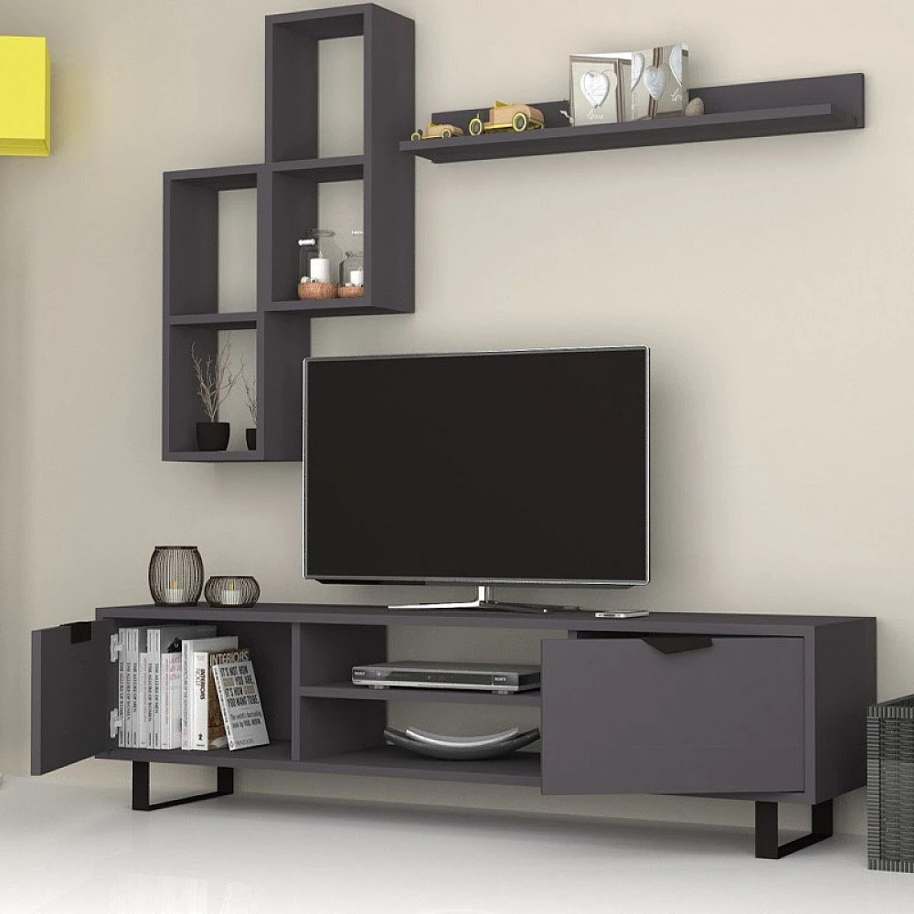 Σύνθεση τηλεόρασης Lonsa Megapap χρώμα γκρι 160x35x40εκ.