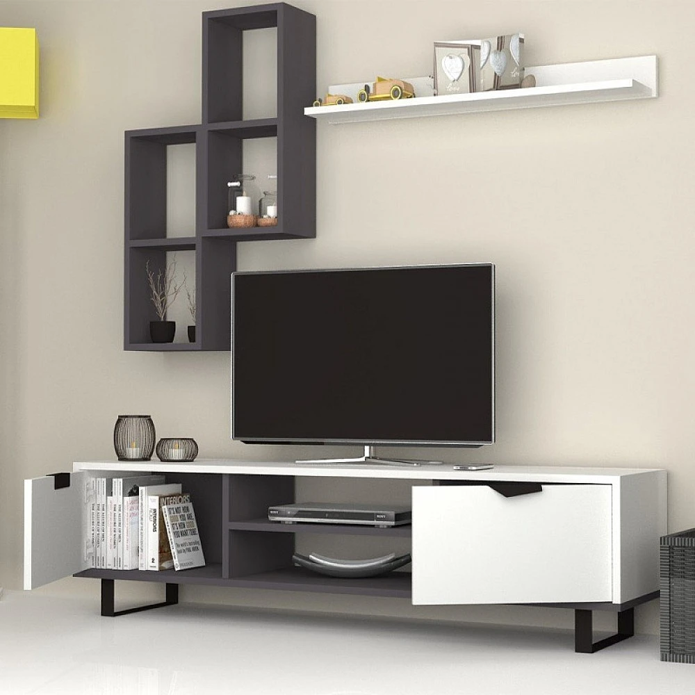 Σύνθεση τηλεόρασης Lonsa Megapap χρώμα λευκό 160x35x40εκ. Σύνθεση τηλεόρασης Lonsa Megapap χρώμα λευκό 160x35x40εκ.