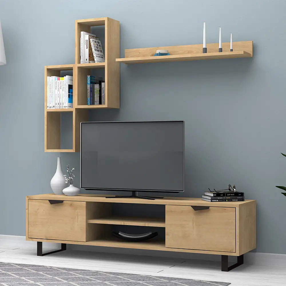 Σύνθεση τηλεόρασης Lonsa Megapap χρώμα φυσικό οξιάς 160x35x40εκ. | GP028-0036,4