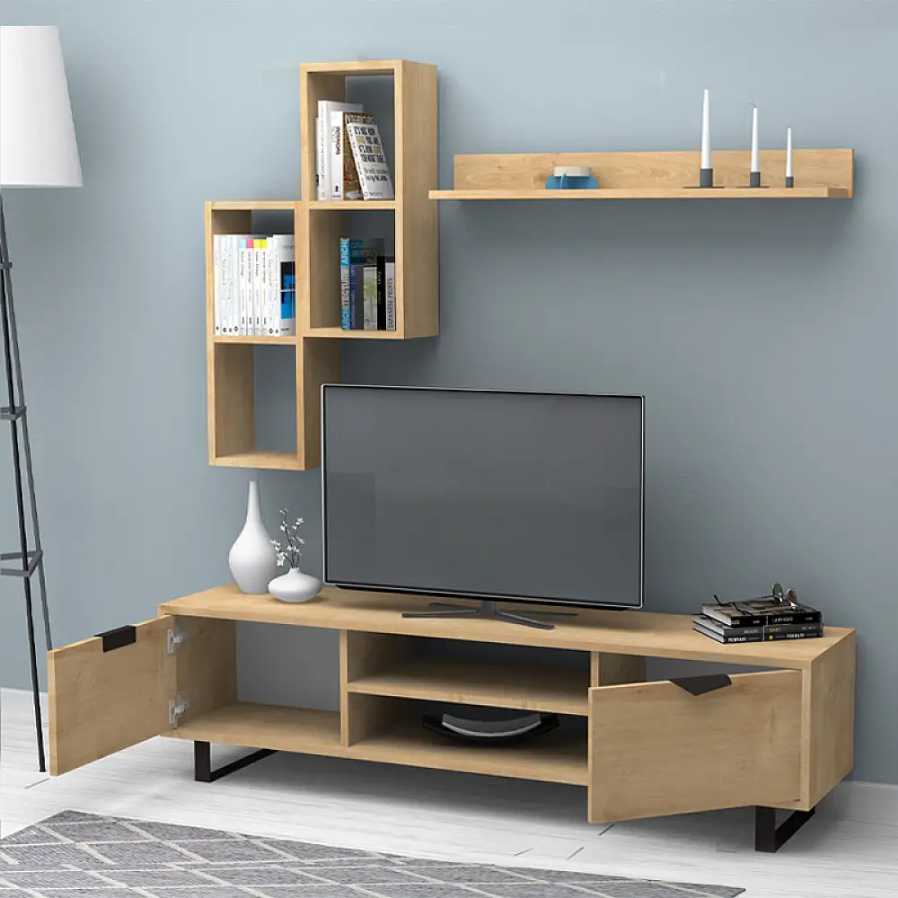 Σύνθεση τηλεόρασης Lonsa Megapap χρώμα φυσικό οξιάς 160x35x40εκ. | GP028-0036,4