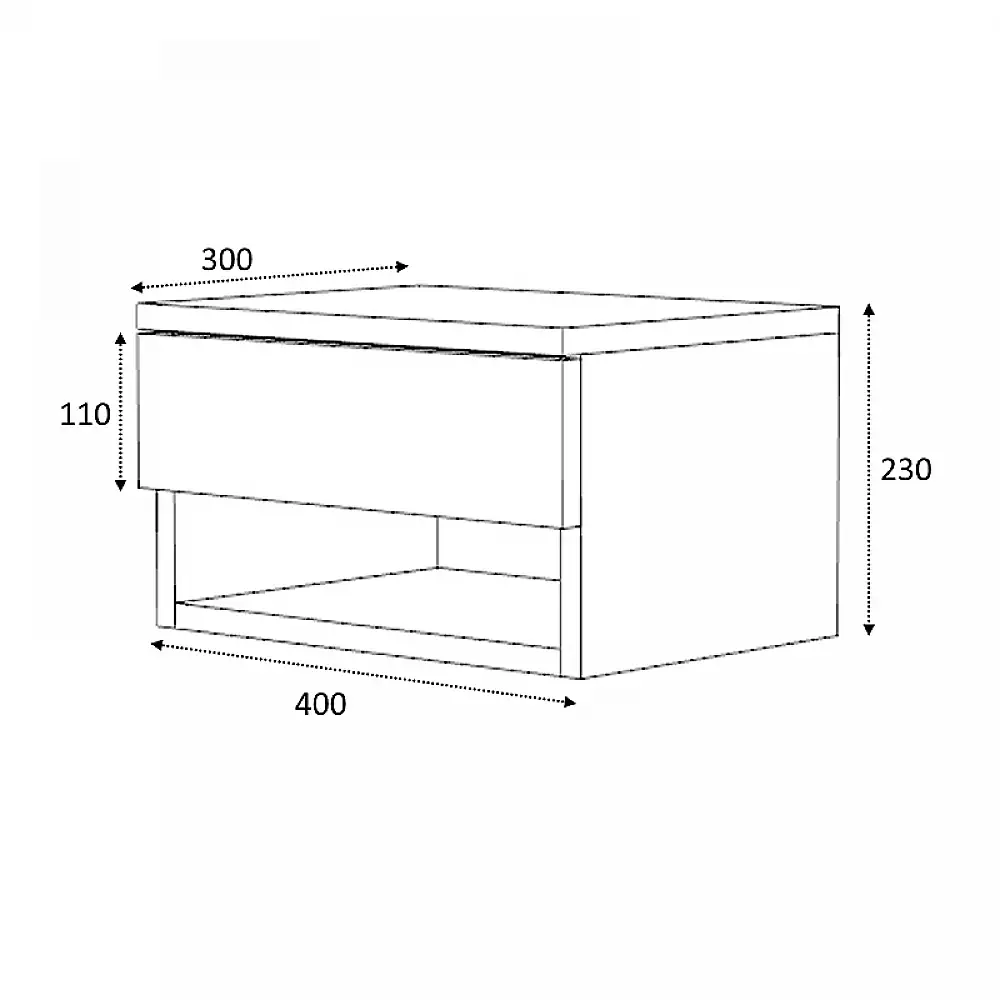 Κομοδίνο επιτοίχιο Mary Megapap χρώμα φυσικό οξιάς - λευκό 40x30x23εκ. | GP028-0052,3