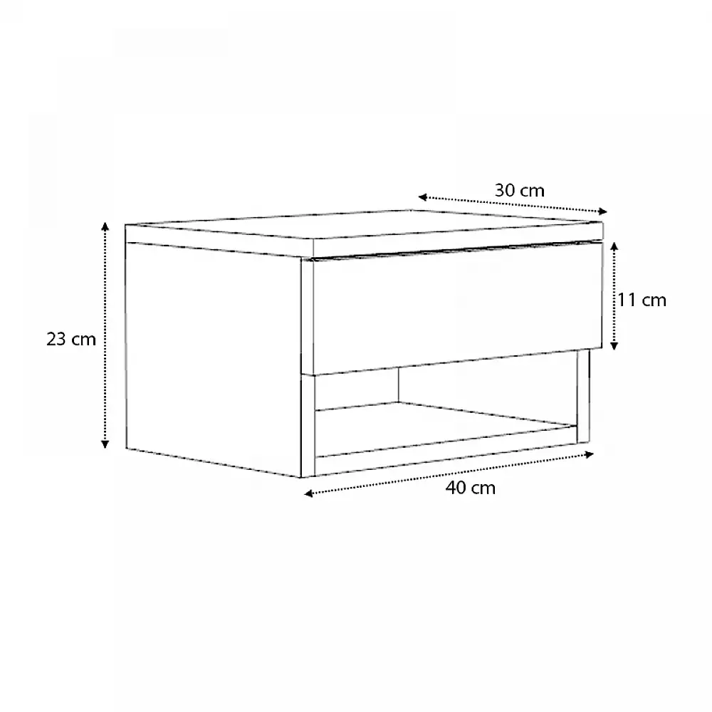 Κομοδίνο επιτοίχιο Mary Megapap χρώμα φυσικό οξιάς - λευκό 40x30x23εκ. | GP028-0052,3