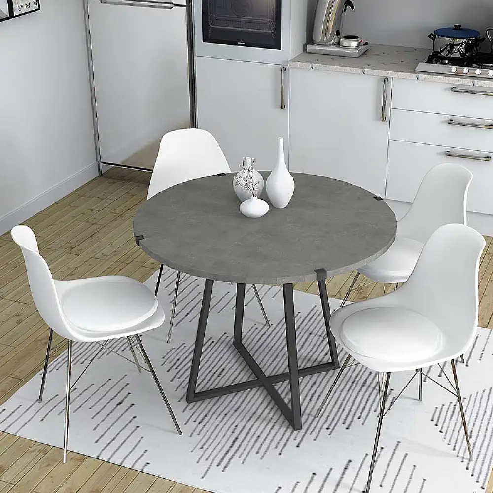 Τραπέζι Rubes Megapap χρώμα γκρι σκυροδέματος 100x100x78εκ. | GP028-0064,2