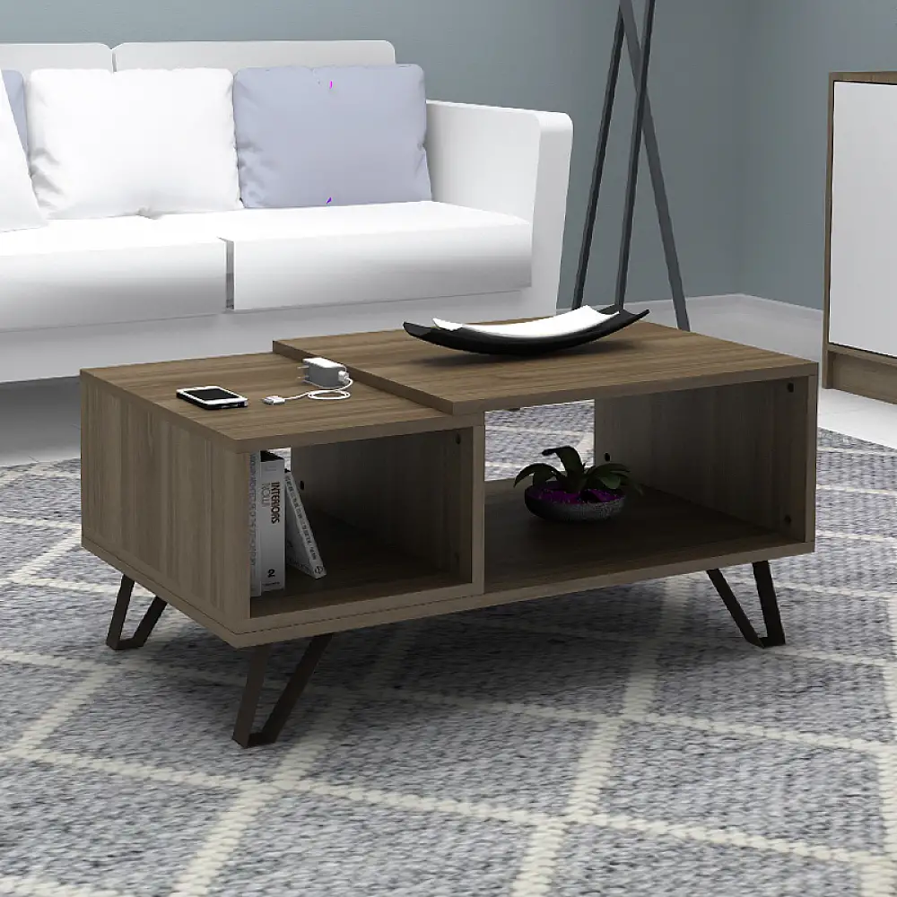 Τραπεζάκι σαλονιού Don Megapap χρώμα καρυδί 90x55x44εκ. | GP028-0075,4