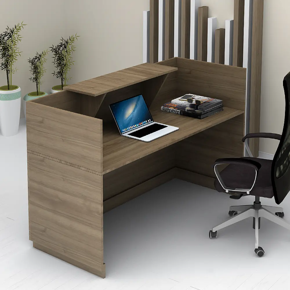 Γραφείο υποδοχής - reception Lemmon Megapap χρώμα καρυδί 160x70x110εκ. - GP028-0078,5