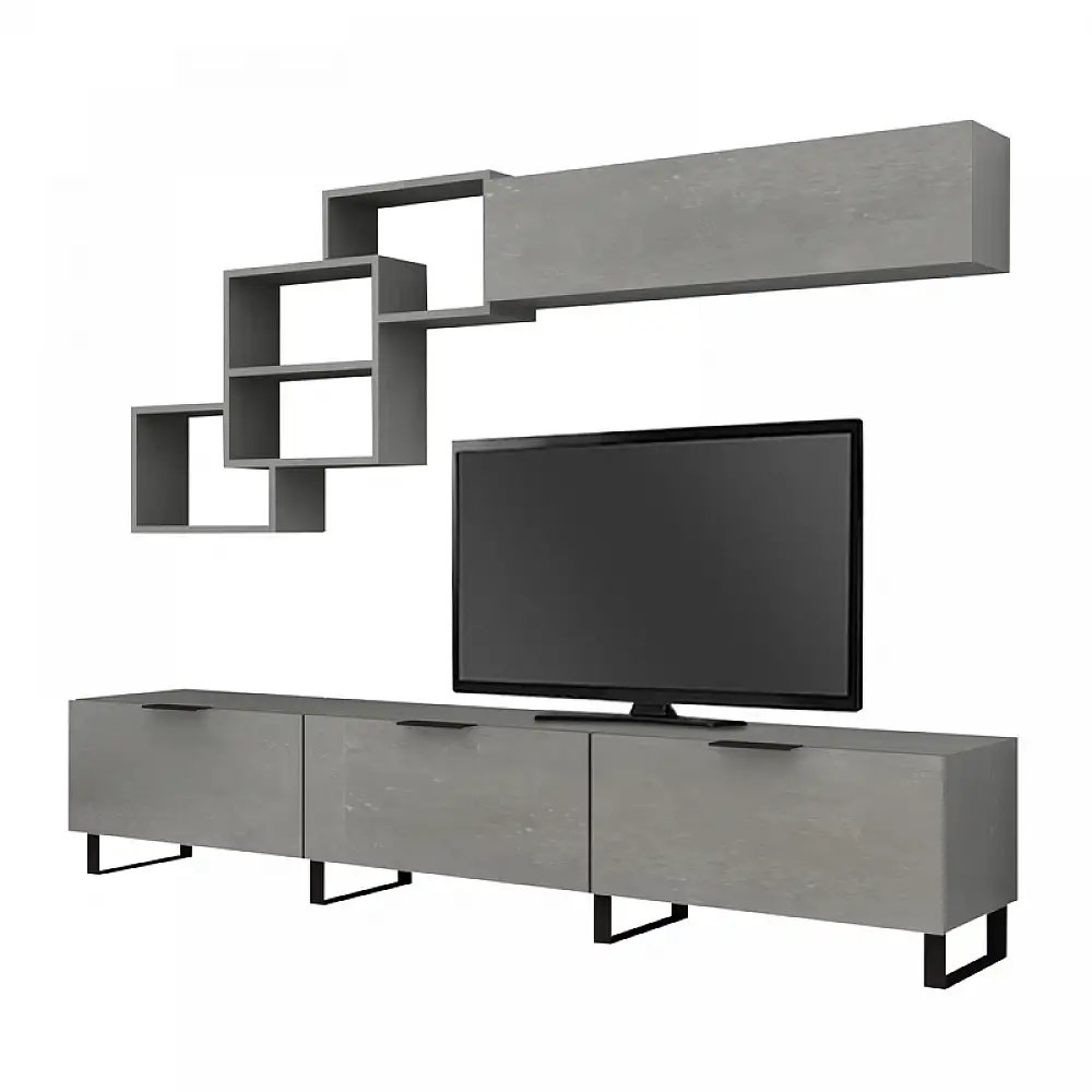 Σύνθεση τηλεόρασης Heydar Megapap χρώμα γκρι σκυροδέματος 210x35x40εκ. | GP028-0087,2