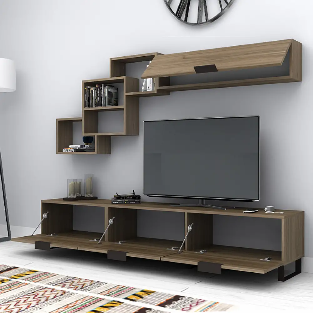 Σύνθεση τηλεόρασης Heydar Megapap χρώμα καρυδί 210x35x40εκ. | GP028-0087,3