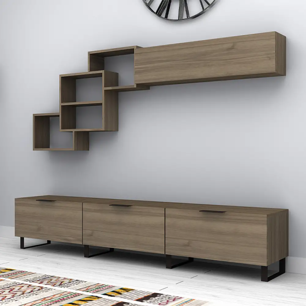 Σύνθεση τηλεόρασης Heydar Megapap χρώμα καρυδί 210x35x40εκ. | GP028-0087,3