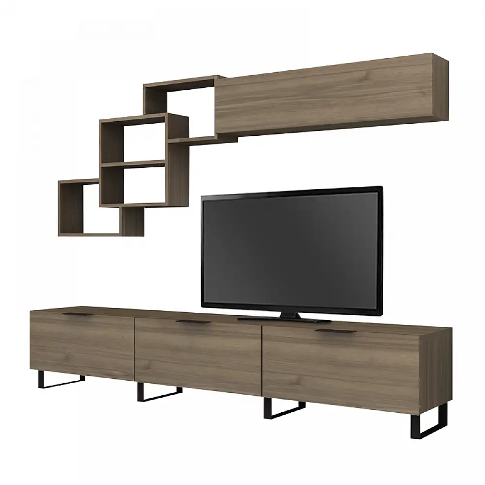 Σύνθεση τηλεόρασης Heydar Megapap χρώμα καρυδί 210x35x40εκ. | GP028-0087,3