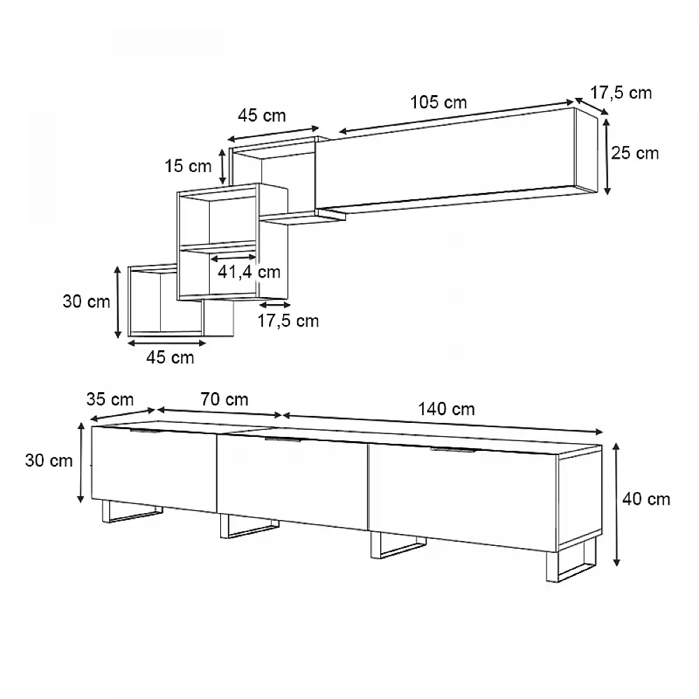 Σύνθεση τηλεόρασης Heydar Megapap χρώμα καρυδί 210x35x40εκ. | GP028-0087,3