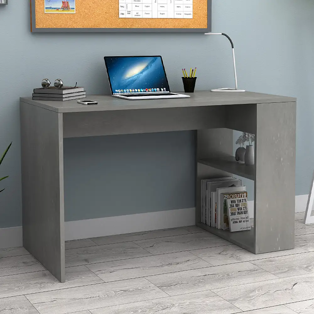 Γραφείο εργασίας Mikro Megapap χρώμα γκρι σκυροδέματος 120x60x75εκ. | GP028-0100,4