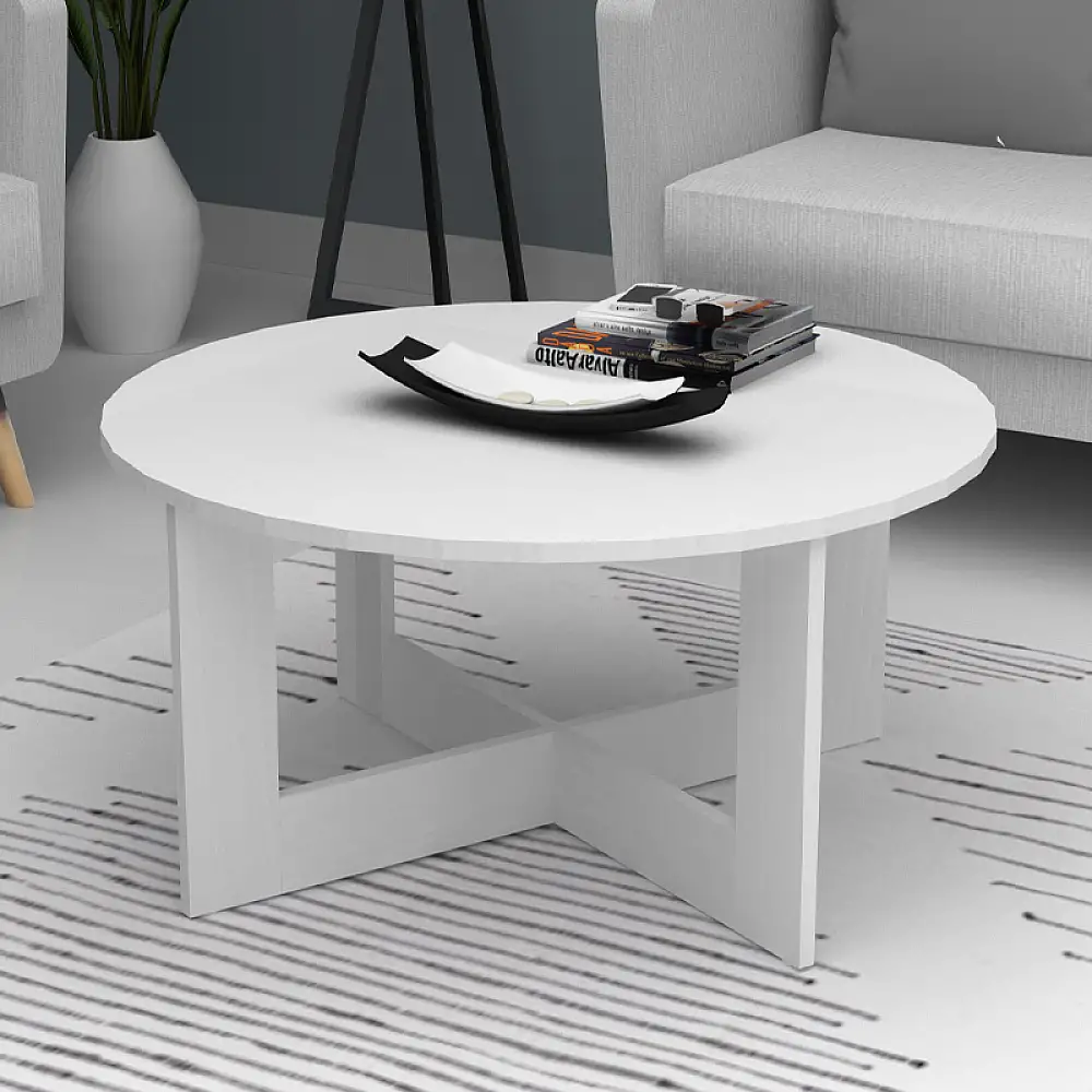 Τραπεζάκι σαλονιού Kati Megapap χρώμα λευκό Ø80x42εκ. | GP028-0101,4