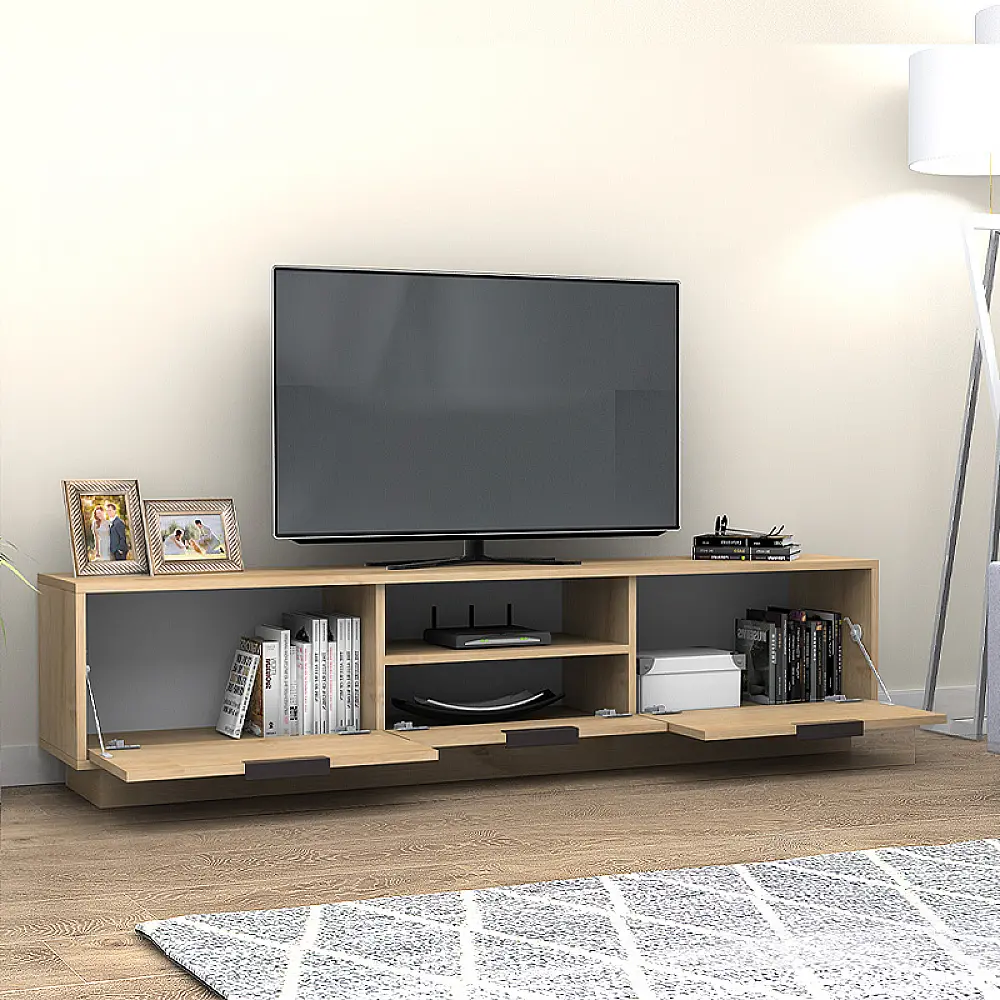 Έπιπλο τηλεόρασης Mensa Megapap χρώμα φυσικό οξιάς 180x35x43cm. - GP028-0104,2