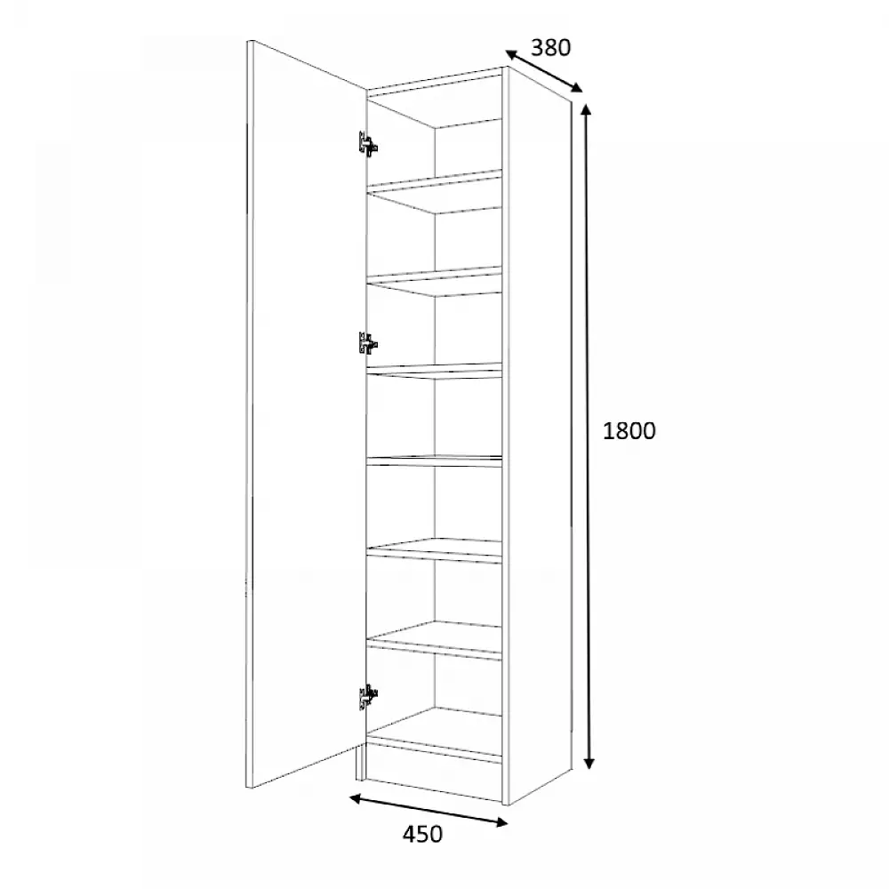 Ντουλάπα ρούχων - παπουτσοθήκη Petro Megapap μονόφυλλη χρώμα λευκό 45x38x180εκ. | GP028-0107,1