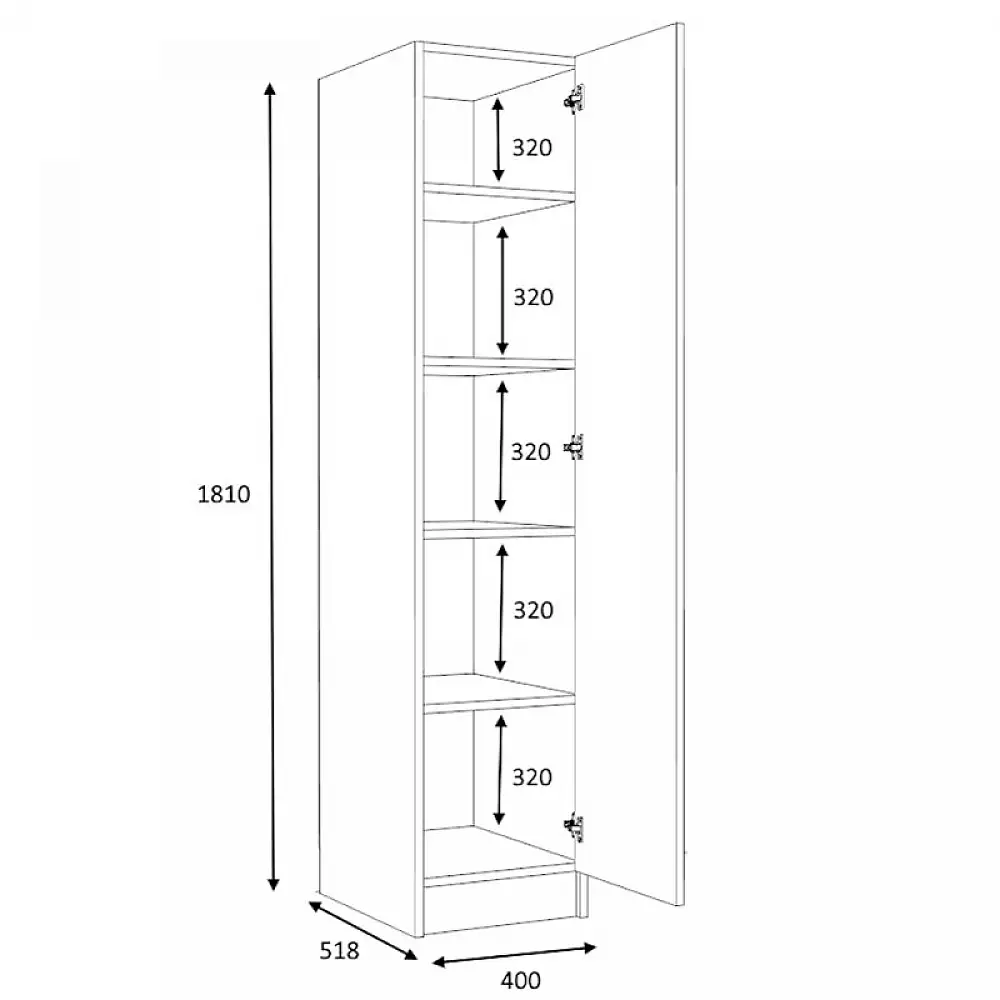 Ντουλάπα ρούχων Ricardo Megapap μονόφυλλη χρώμα φυσικό οξιάς 40x51,8x181εκ. | GP028-0111,2