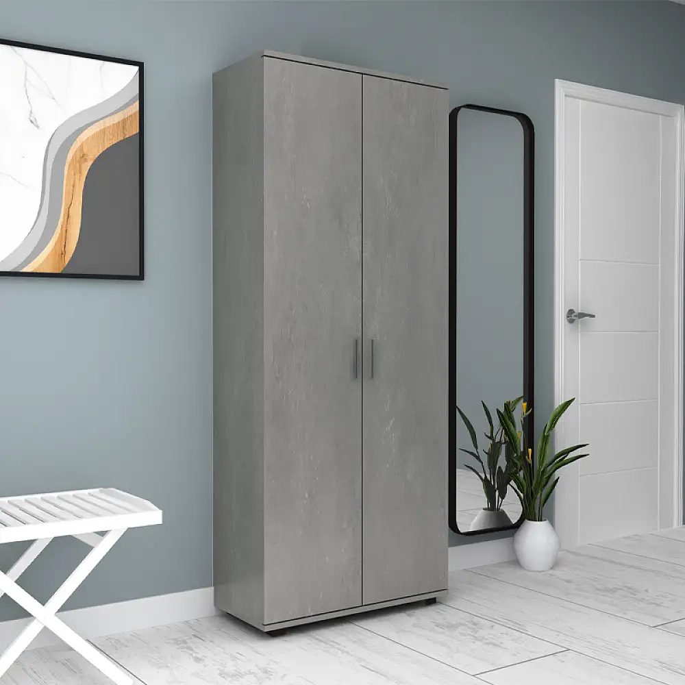 Ντουλάπα ρούχων - παπουτσοθήκη Eric Megapap δίφυλλη χρώμα γκρι σκυροδέματος 76x36x187εκ. | GP028-0116,4