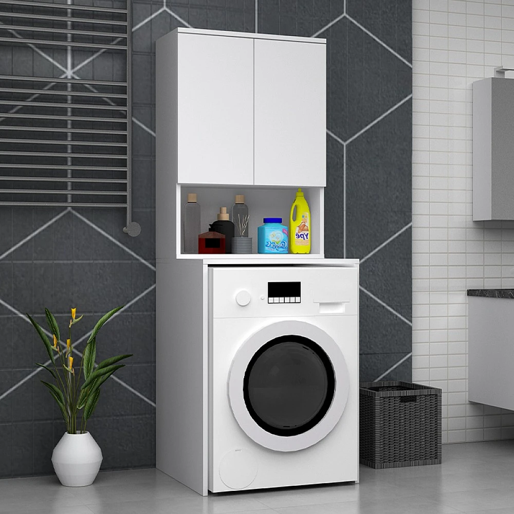 Έπιπλο πλυντηρίου Cozen Megapap χρώμα λευκό 65x60x178εκ. Έπιπλο πλυντηρίου Cozen Megapap χρώμα λευκό 65x60x178εκ.