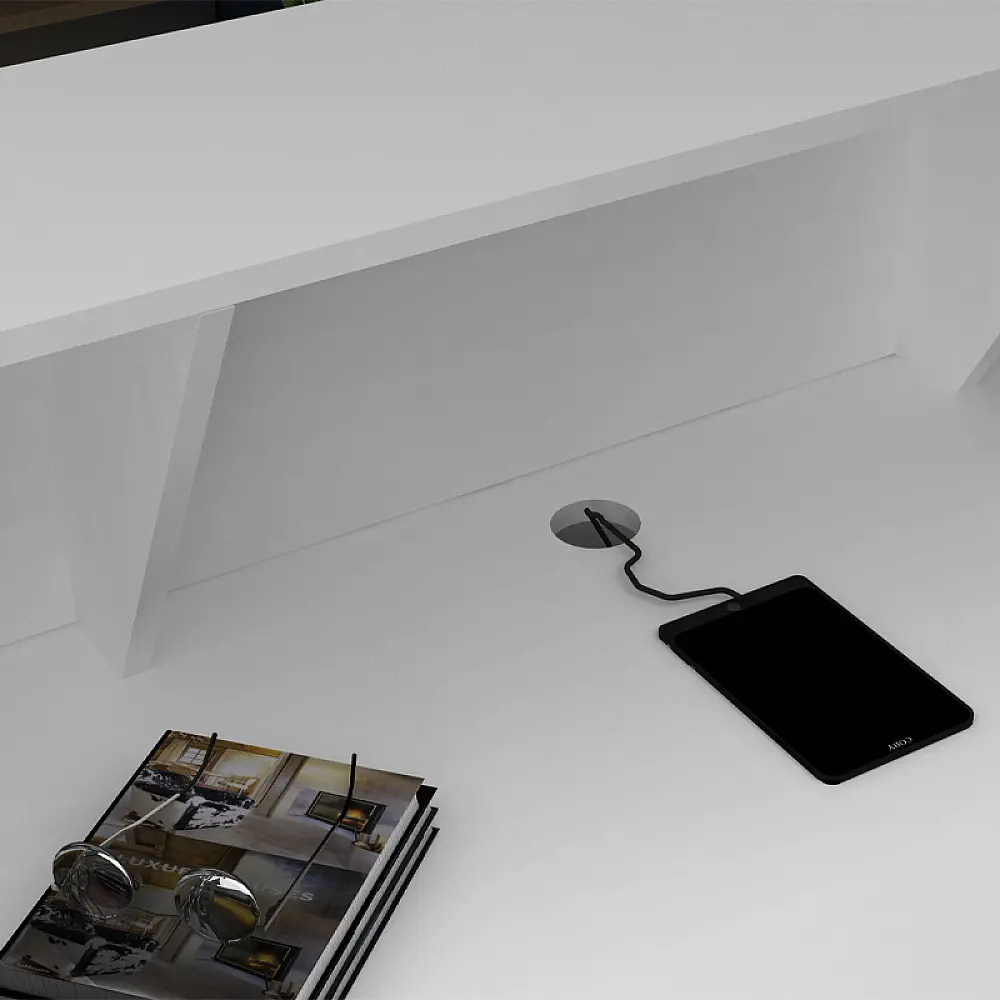 Γραφείο υποδοχής - reception Gemini Megapap χρώμα λευκό 100x70x110εκ. - GP028-0133,2