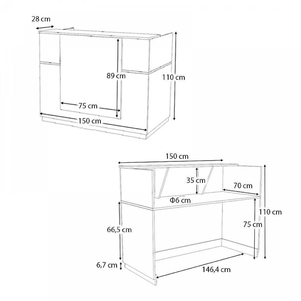 Γραφείο υποδοχής - reception Gemini Megapap χρώμα λευκό 150x70x110εκ. Γραφείο υποδοχής - reception Gemini Megapap χρώμα λευκό 150x70x110εκ.
