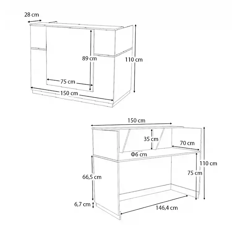 Γραφείο υποδοχής - reception Gemini Megapap χρώμα λευκό 150x70x110εκ. | GP028-0135,2