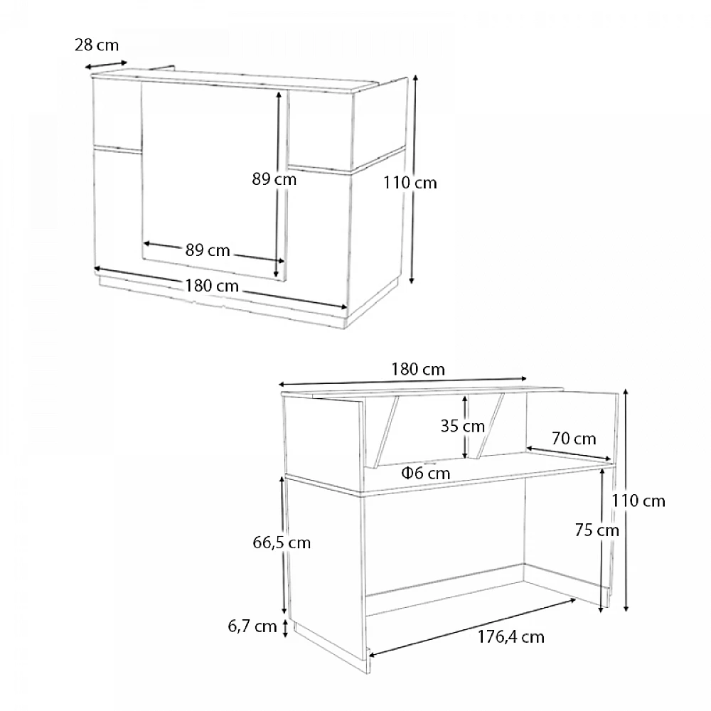 Γραφείο υποδοχής - reception Gemini Megapap χρώμα λευκό 180x70x110εκ. Γραφείο υποδοχής - reception Gemini Megapap χρώμα λευκό 180x70x110εκ.