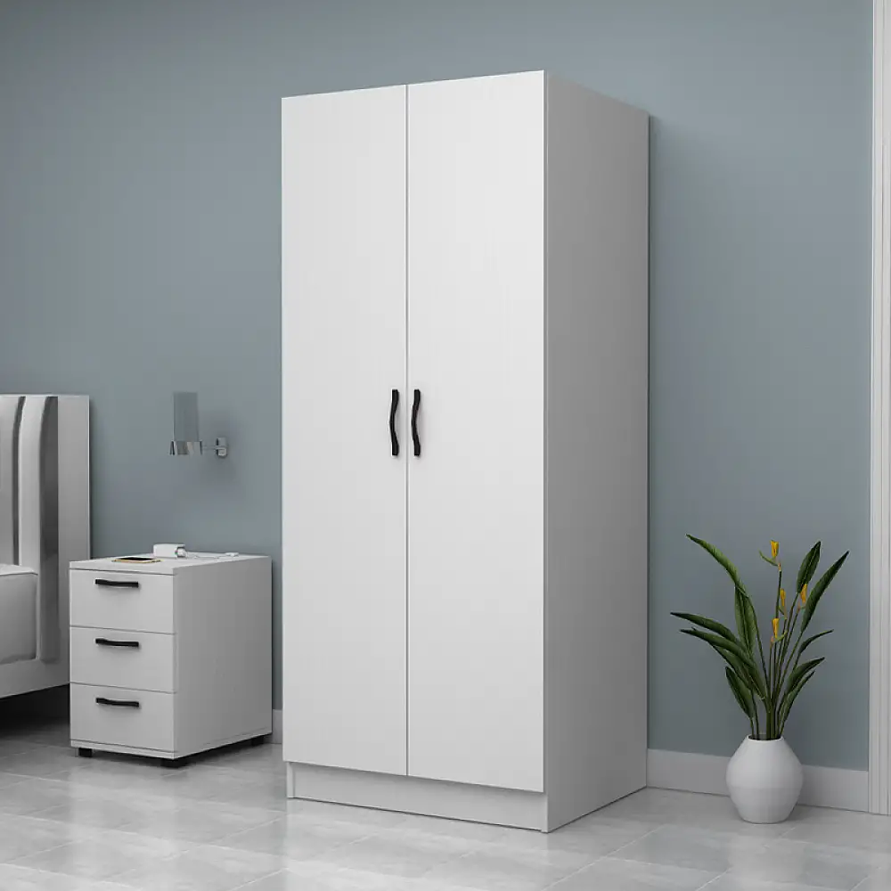 Ντουλάπα ρούχων Vivian Megapap δίφυλλη χρώμα λευκό 80x51,8x181εκ. | GP028-0137,1