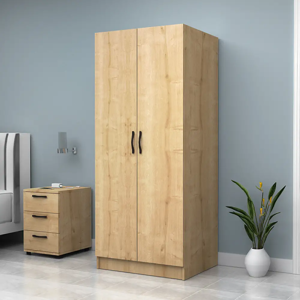 Ντουλάπα ρούχων Vivian Megapap δίφυλλη χρώμα φυσικό οξιάς 80x51,8x181εκ. | GP028-0137,2