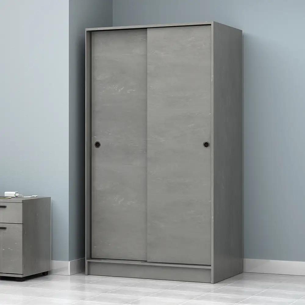 Ντουλάπα ρούχων Regio Megapap δίφυλλη συρόμενη χρώμα γκρι σκυροδέματος 100x60x181εκ. | GP028-0138,3