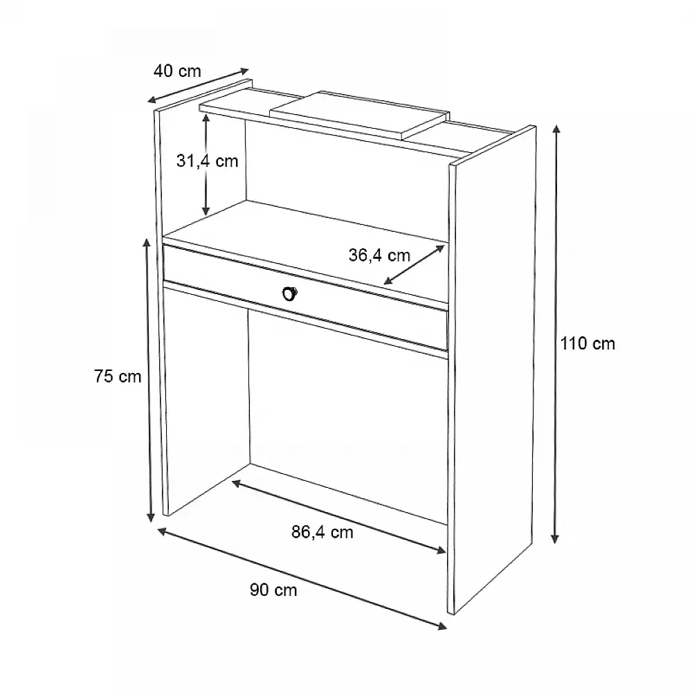 Γραφείο υποδοχής - reception Mezzo Megapap χρώμα λευκό 90x40x110εκ. | GP028-0144,3