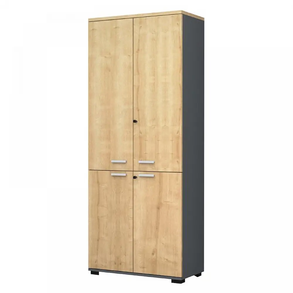 Ντουλάπα γραφείου επαγγελματική Venturo Megapap χρώμα ανθρακί - φυσικό οξιάς 80x40x200εκ. | GP028-0146,1