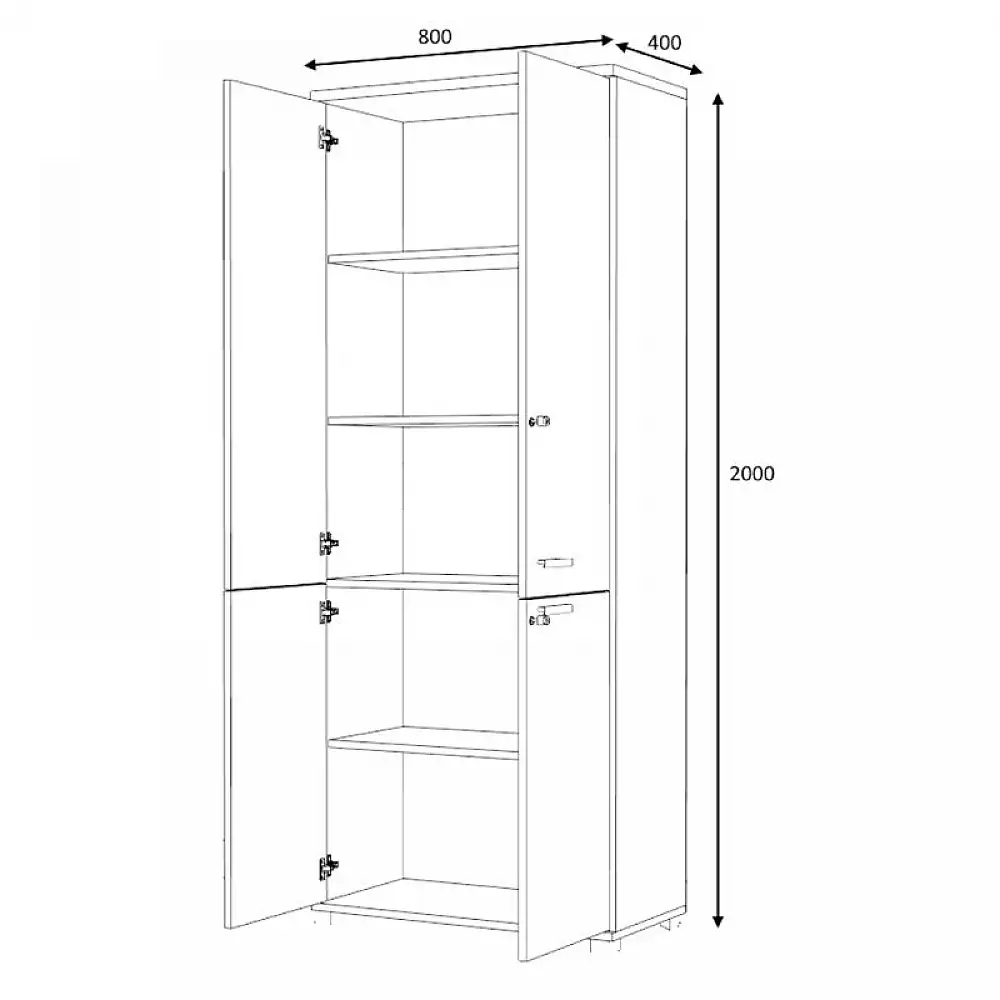 Ντουλάπα γραφείου επαγγελματική Venturo Megapap χρώμα ανθρακί - φυσικό οξιάς 80x40x200εκ. | GP028-0146,1