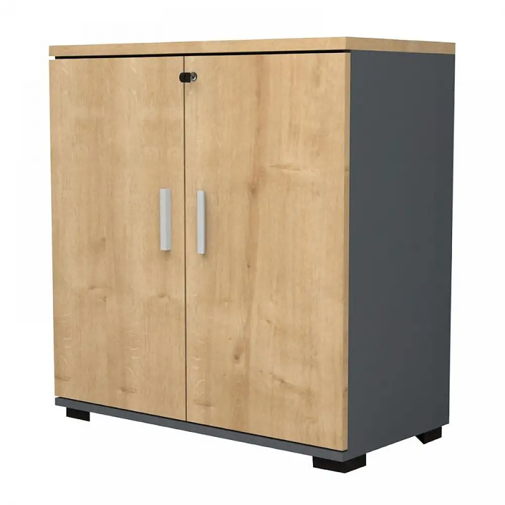 Ντουλάπι γραφείου επαγγελματικό Venturo Megapap χρώμα ανθρακί - φυσικό οξιάς 80x40x80εκ. | GP028-0147,1