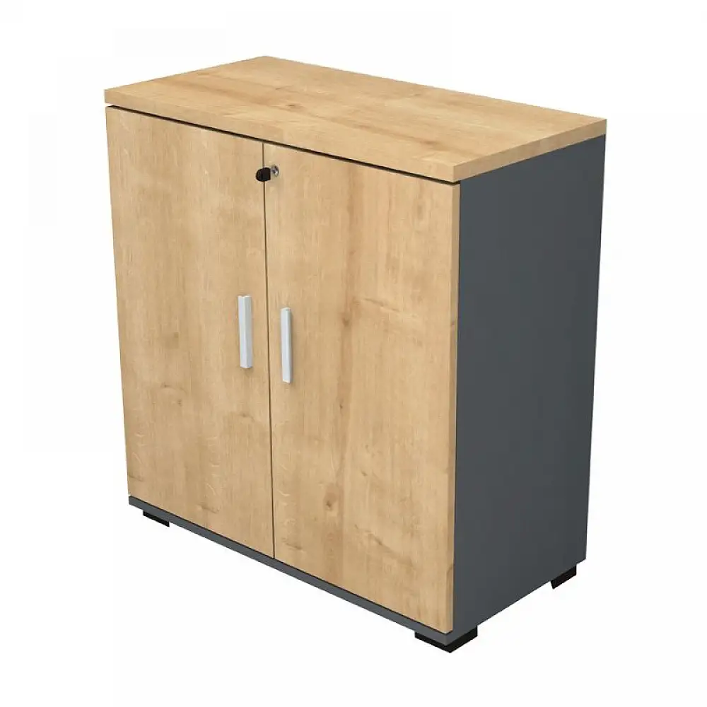 Ντουλάπι γραφείου επαγγελματικό Venturo Megapap χρώμα ανθρακί - φυσικό οξιάς 80x40x80εκ. | GP028-0147,1