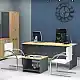 Τραπεζάκι γραφείου επαγγελματικό Venturo Megapap χρώμα ανθρακί - φυσικό οξιάς 60x60x45εκ. | GP028-0148,1