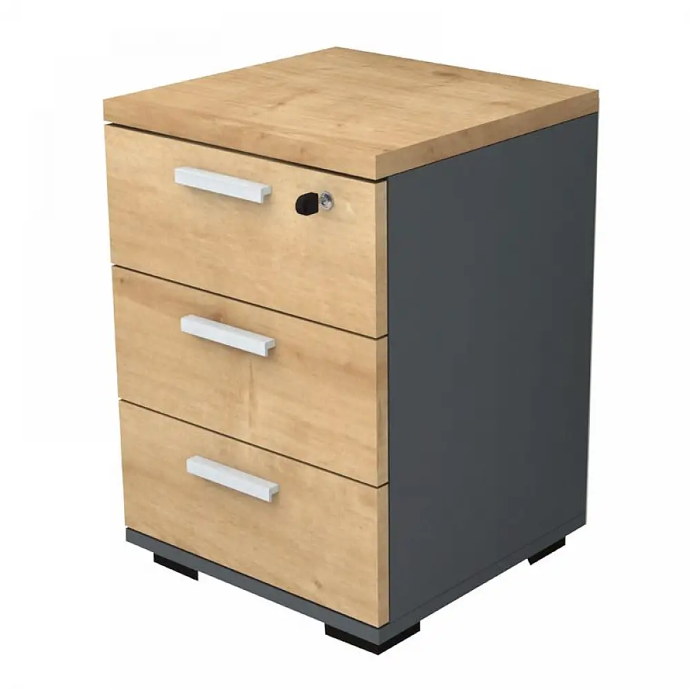 Συρταριέρα γραφείου επαγγελματική Venturo Megapap χρώμα ανθρακί - φυσικό οξιάς 39x40x57εκ. | GP028-0149,1