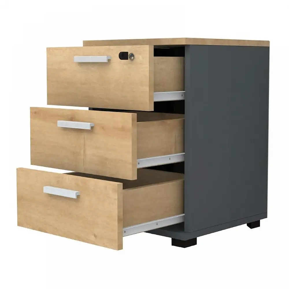 Συρταριέρα γραφείου επαγγελματική Venturo Megapap χρώμα ανθρακί - φυσικό οξιάς 39x40x57εκ. | GP028-0149,1