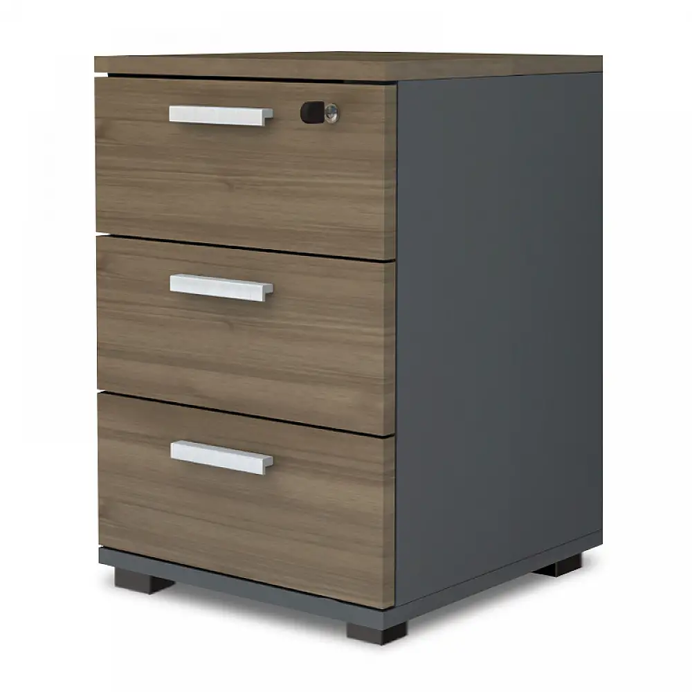 Συρταριέρα γραφείου με κλειδαριά επαγγελματική Venturo Megapap χρώμα ανθρακί - καρυδί 39x40x57εκ. | GP028-0149,2