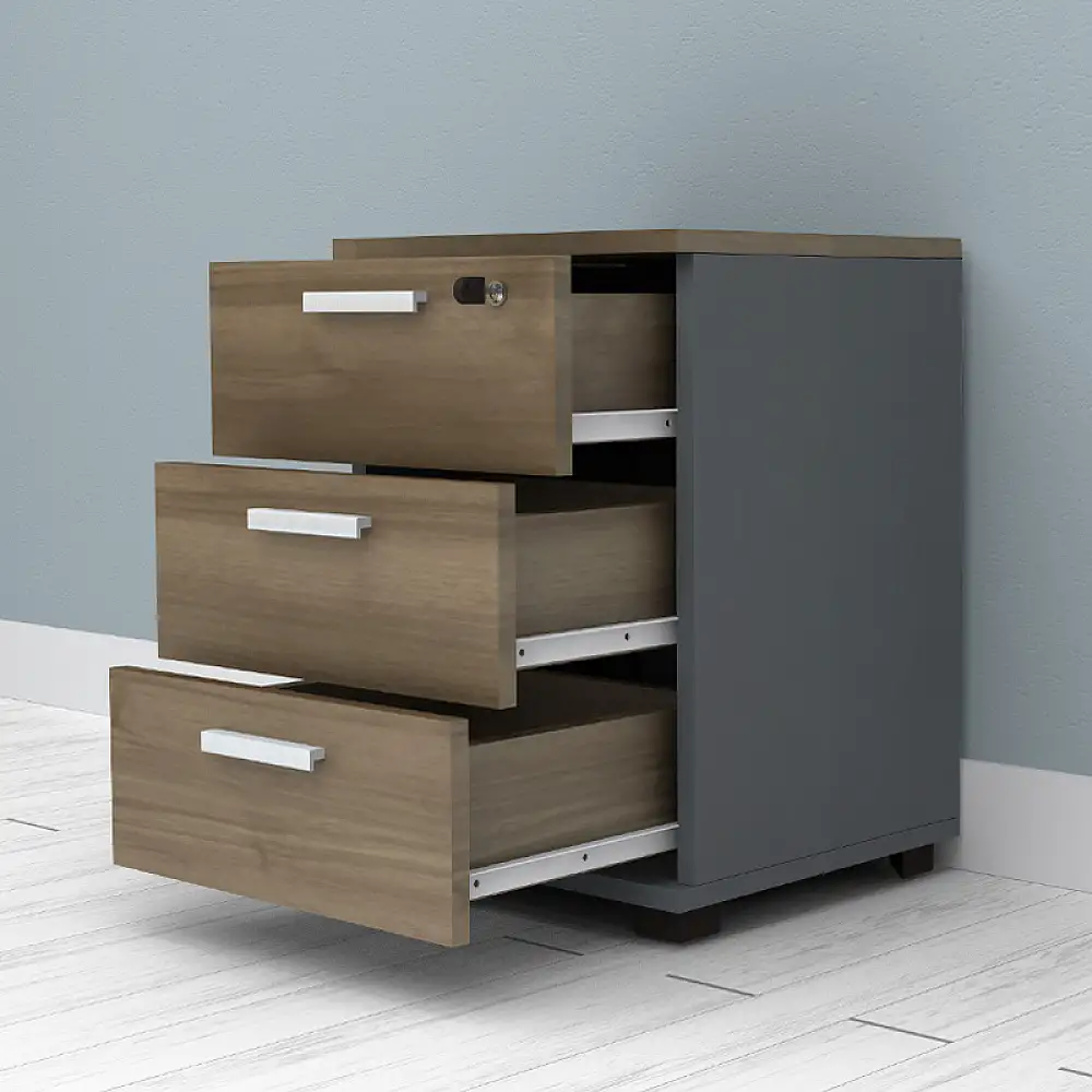 Συρταριέρα γραφείου με κλειδαριά επαγγελματική Venturo Megapap χρώμα ανθρακί - καρυδί 39x40x57εκ. | GP028-0149,2