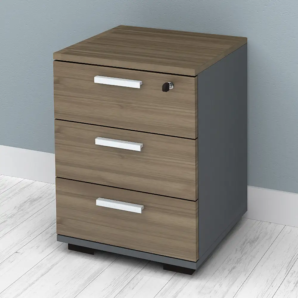 Συρταριέρα γραφείου με κλειδαριά επαγγελματική Venturo Megapap χρώμα ανθρακί - καρυδί 39x40x57εκ. | GP028-0149,2