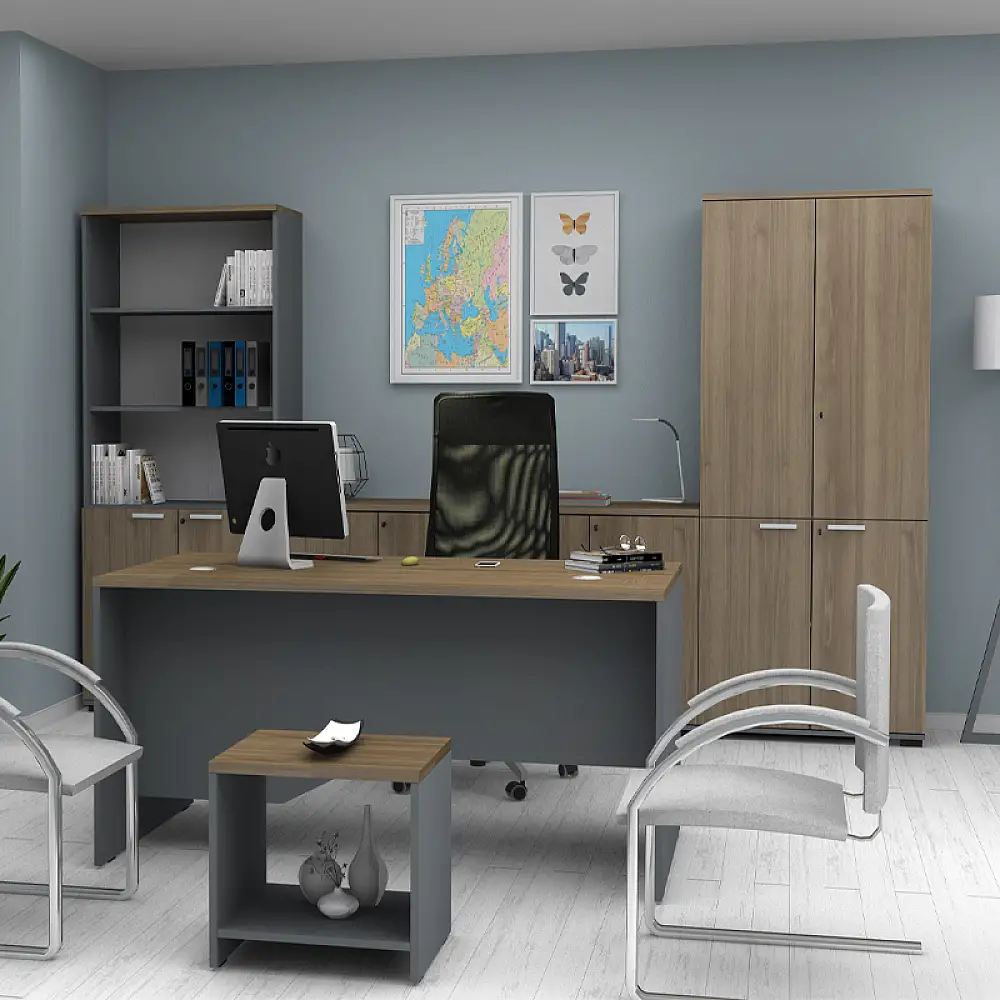 Γραφείο επαγγελματικό Venturo Megapap χρώμα ανθρακί - καρυδί 150x80x75εκ. | GP028-0151,2