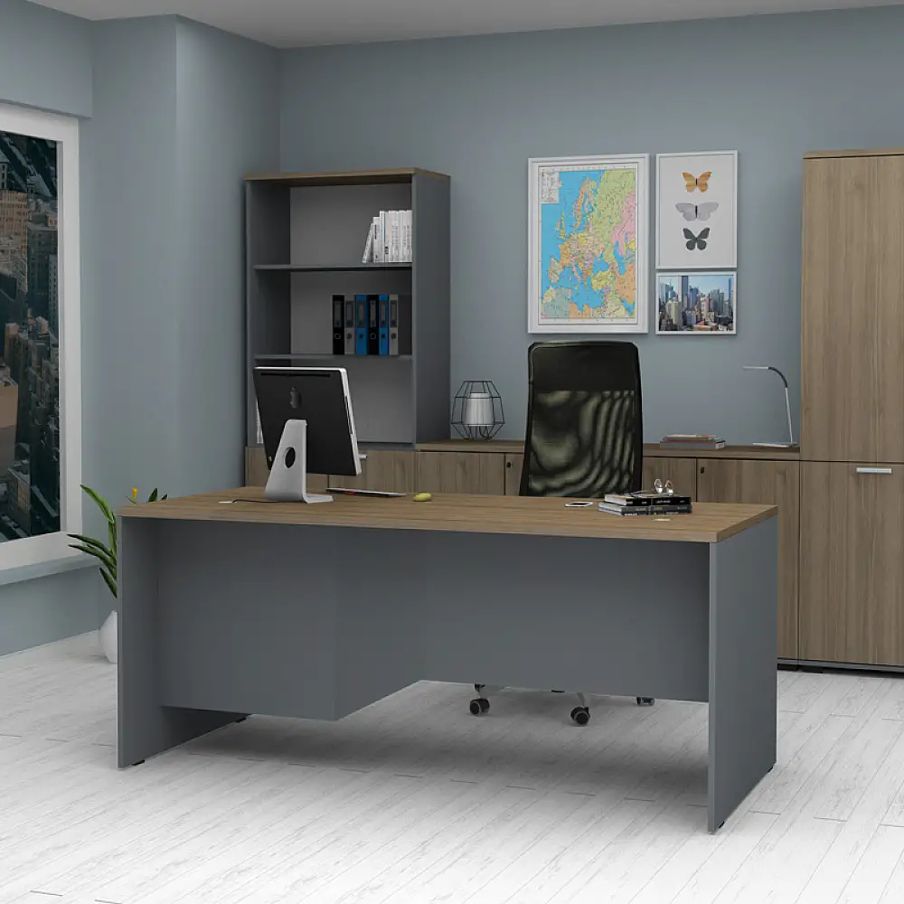 Γραφείο επαγγελματικό Venturo Megapap χρώμα ανθρακί - καρυδί 180x80x75εκ. | GP028-0152,2