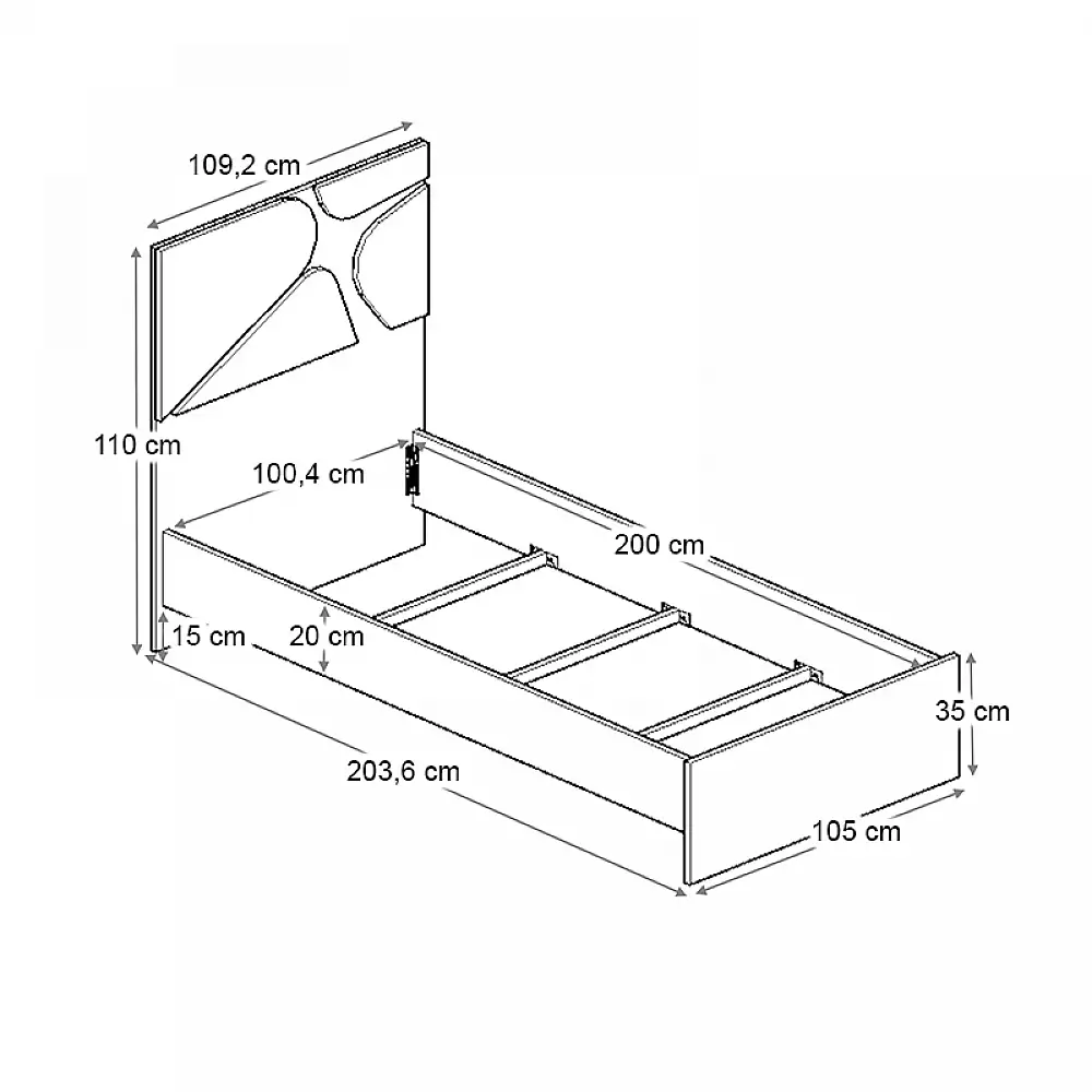 Κρεβάτι Bergamo Megapap χρώμα φυσικό οξιάς 100x200εκ. | GP028-0153,1