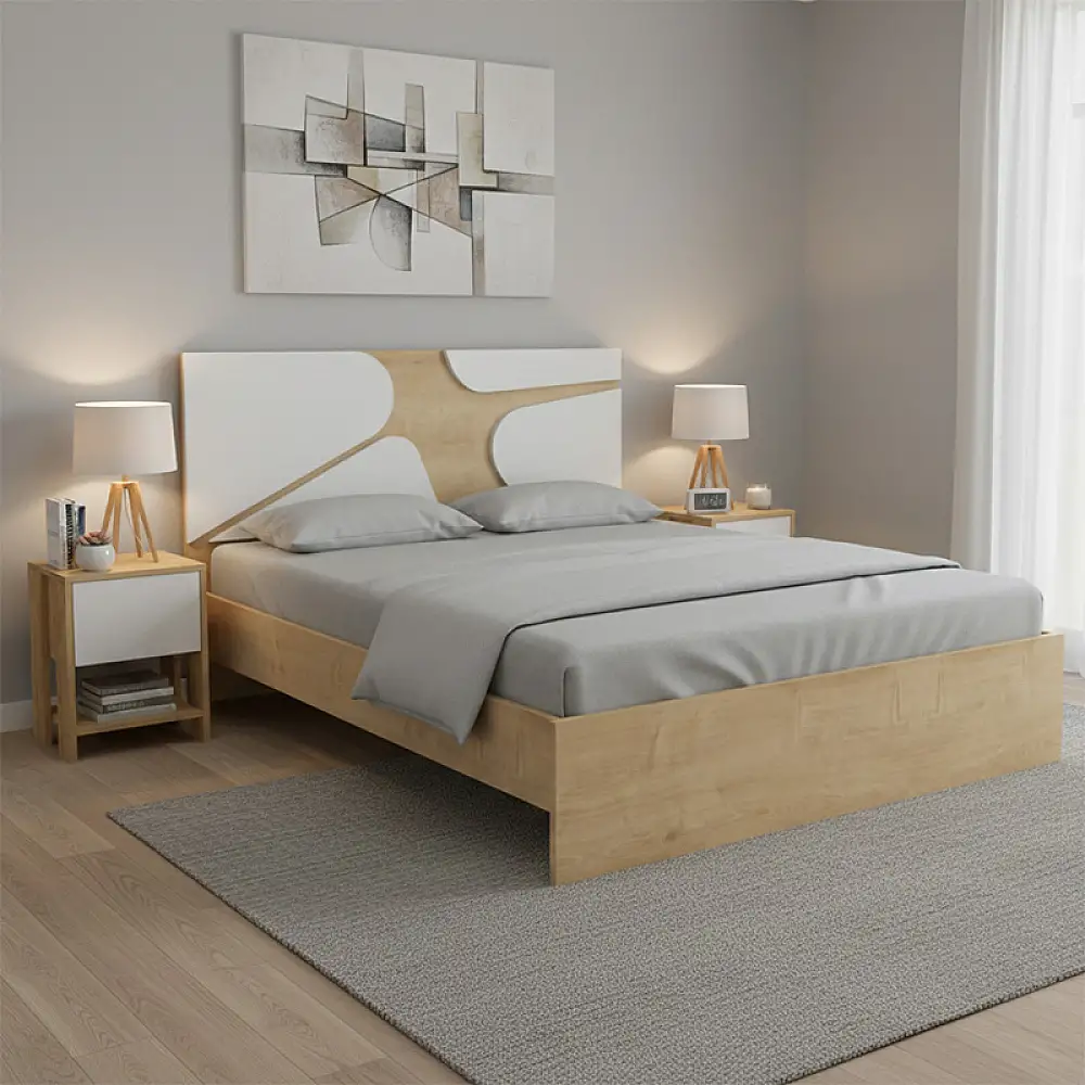 Κρεβάτι Bergamo Megapap χρώμα φυσικό οξιάς 160x200εκ. | GP028-0155,1