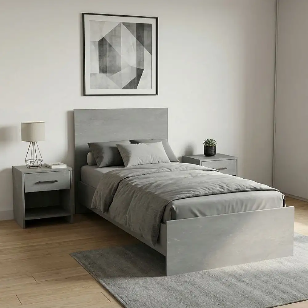 Κρεβάτι Troy Megapap χρώμα γκρι σκυροδέματος 100x200εκ. | GP028-0157,3