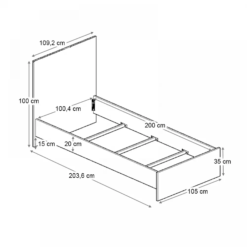 Κρεβάτι Troy Megapap χρώμα γκρι σκυροδέματος 100x200εκ. | GP028-0157,3