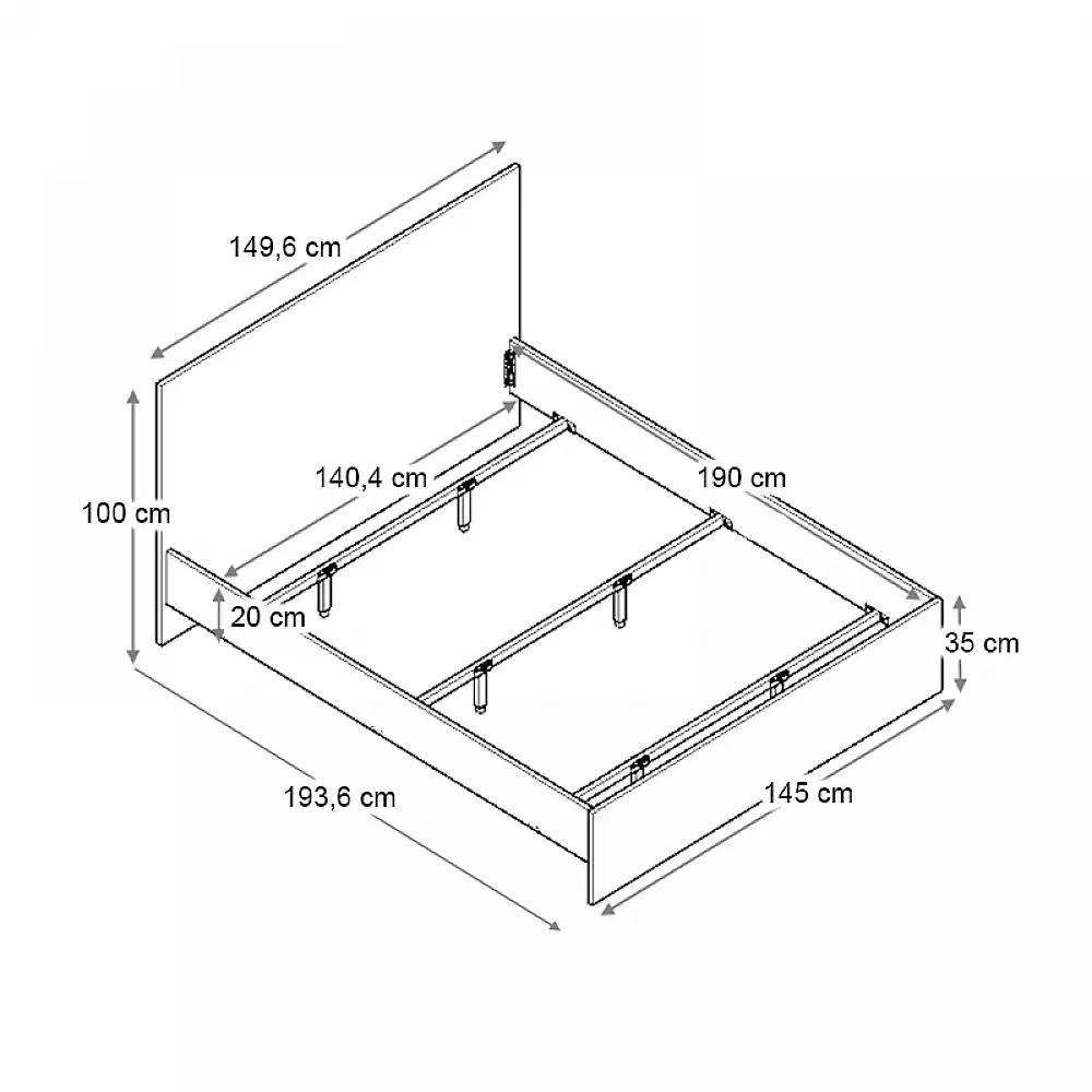 Κρεβάτι Troy Megapap χρώμα γκρι σκυροδέματος 140x190εκ. | GP028-0159,3