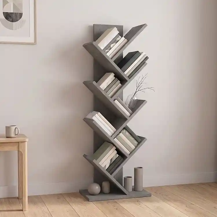 Βιβλιοθήκη Maxy Megapap χρώμα γκρι σκυροδέματος 45x26,4x120εκ. | GP028-0172,4
