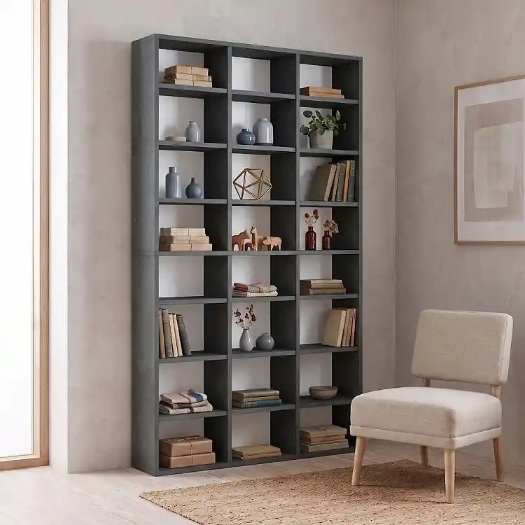 Βιβλιοθήκη Diamond Megapap χρώμα γκρι σκυροδέματος 100x16,6x178εκ. | GP028-0173,4